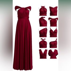 One-size maroon infinity dress - bridesmaid